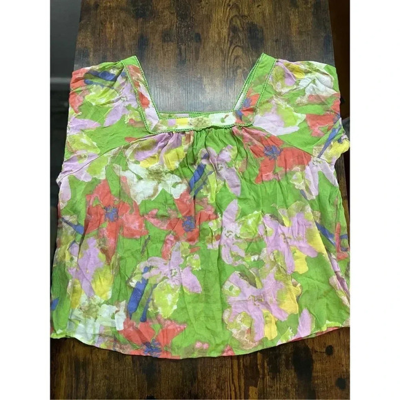 Hope&  Harlow Square Neck Floral Bohemian Blouse In Winsome Orchid / Multi SZ XL - Picture 4 of 12